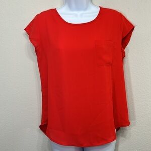 Pink Rose Red‎ Scoop Neck Short Sleeve Blouse Size M